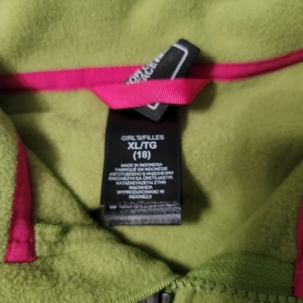 The North Face Green Fleece Full Zip Girl's‎ XL Excellent Condition